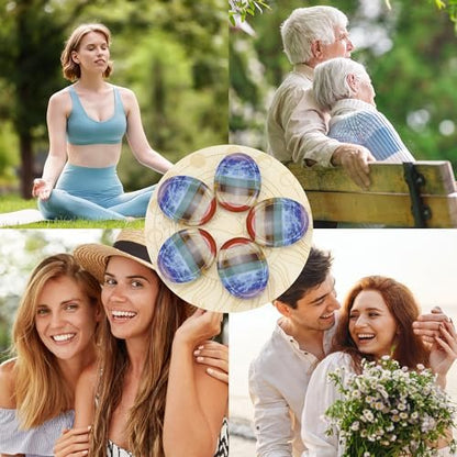 NUKAYAI Sorgenstein Kristalle & Heilsteine – 7 Chakra Daumenstein für Angst, Stress & Meditation – Achtsamkeitsgeschenk für Frauen