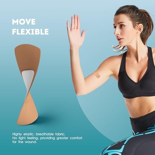 Ourmed Flexible Fabric Pflaster, 100 Stück, Latexfrei, Erste-Hilfe-Pflaster mit nicht haftendem Pad, für Wunden, Schnitte, Schürfwunden, Blasen, verschiedene Größen