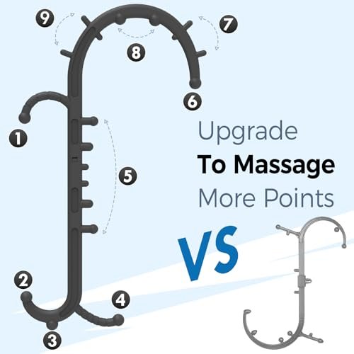 Cubetoou Rücken- und Nackenmassagegerät für Tiefengewebe, verbesserter Triggerpunkt-Massagestock für den ganzen Körper, Therapie-Massagestab mit Druckpunkthaken, Muskelknoten-Löser (Schwarz)