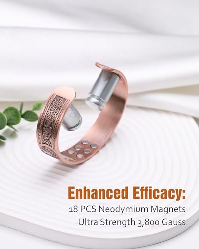 Jecanori Kupferarmband für Männer – 18-fach verstärktes Magnetarmband mit 3.800 Gauss Magneten, 99,99 % reines massives Kupfer, Geschenk