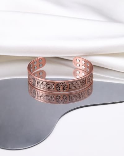 Jecanori Kupferarmband für Männer – 18-fach verstärktes Magnetarmband mit 3.800 Gauss Magneten, 99,99 % reines massives Kupfer, Geschenk