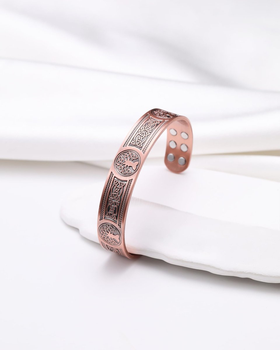 Jecanori Kupferarmband für Männer – 18-fach verstärktes Magnetarmband mit 3.800 Gauss Magneten, 99,99 % reines massives Kupfer, Geschenk