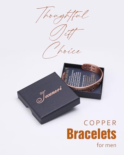 Jecanori Kupferarmband für Männer – 18-fach verstärktes Magnetarmband mit 3.800 Gauss Magneten, 99,99 % reines massives Kupfer, Geschenk