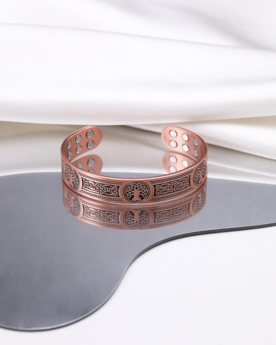 Jecanori Kupferarmband für Männer – 18-fach verstärktes Magnetarmband mit 3.800 Gauss Magneten, 99,99 % reines massives Kupfer, Geschenk