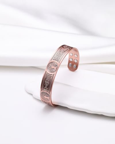 Jecanori Kupferarmband für Männer – 18-fach verstärktes Magnetarmband mit 3.800 Gauss Magneten, 99,99 % reines massives Kupfer, Geschenk