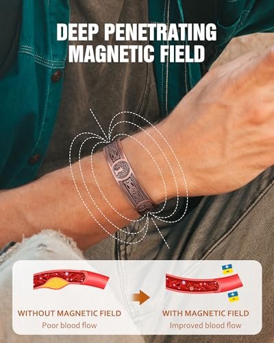 Jecanori Kupferarmband für Männer – 18-fach verstärktes Magnetarmband mit 3.800 Gauss Magneten, 99,99 % reines massives Kupfer, Geschenk