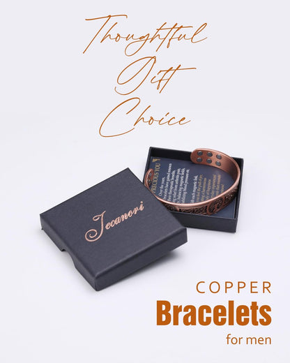 Jecanori Kupferarmband für Männer – 18-fach verstärktes Magnetarmband mit 3.800 Gauss Magneten, 99,99 % reines massives Kupfer, Geschenk