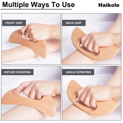 enttgo Körper Gua Sha Werkzeug aus Holz – Lymphdrainage & Anti-Cellulite Massage für Nacken, Rücken, Gesicht, Beine – Wood Therapy Massage Tool