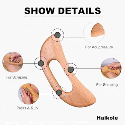 enttgo Körper Gua Sha Werkzeug aus Holz – Lymphdrainage & Anti-Cellulite Massage für Nacken, Rücken, Gesicht, Beine – Wood Therapy Massage Tool