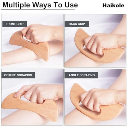 enttgo Körper Gua Sha Werkzeug aus Holz – Lymphdrainage & Anti-Cellulite Massage für Nacken, Rücken, Gesicht, Beine – Wood Therapy Massage Tool
