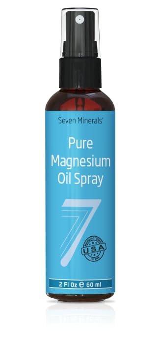 Seven Minerals Reisegröße Reines Magnesiumöl – USP-Qualität Magnesiumspray, ohne ungesunde Spurenmineralien – aus altem unterirdischem Perm-Meer in den USA, inkl. kostenlosem eBook (60 ml)