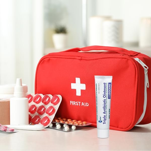Globe Lidocain Erste Hilfe Antibiotika Salbe (4er-Pack) 1 Oz - Maximale Schmerzlinderung & Infektionsschutz - Betäubt die Haut schnell mit Lidocain - Für Notfälle & Infektionsschutz