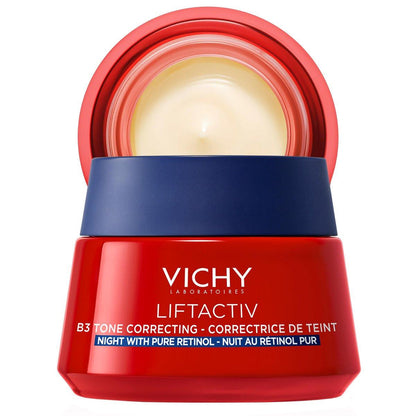 VICHY Liftactiv B3 Tone Correcting Night Cream – 4% Niacinamid + 0,15% reines Retinol, Anti-Aging-Gesichtscreme für ebenmäßigen Teint, reduziert dunkle Flecken und glättet Falten, Formel minimiert Reizungsrisiko