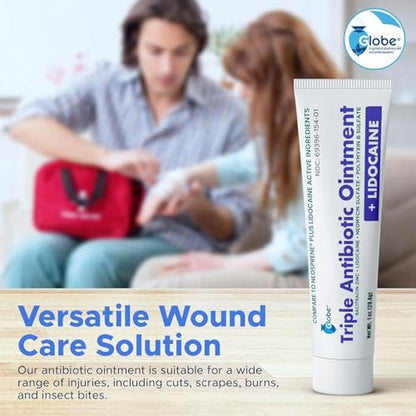 Globe Lidocaine First Aid Antibiotic Salbe 1 Oz – Maximale Schmerzlinderung & Infektionsschutz – Betäubt die Haut schnell mit Lidocain – Für Notfälle & Infektionsschutz