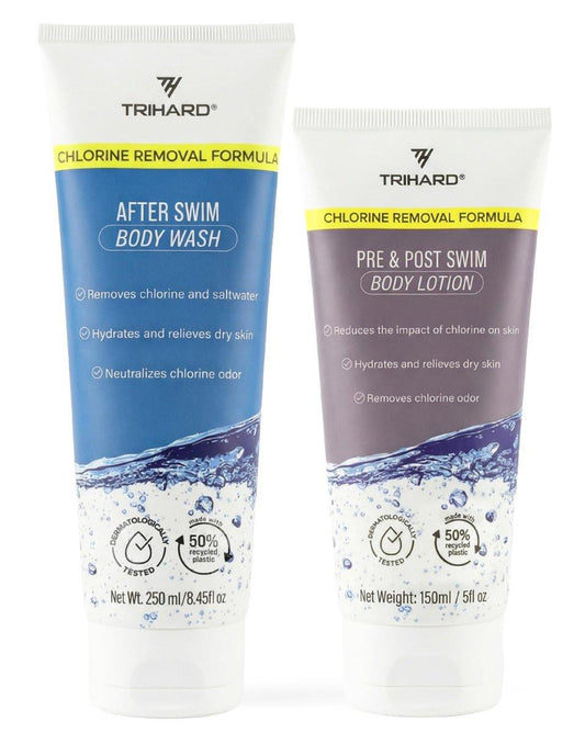 TRIHARD Chlor Entfernendes Duschgel & Lotion Set – Schützt und Hydratisiert empfindliche Haut vor Pool und Meer