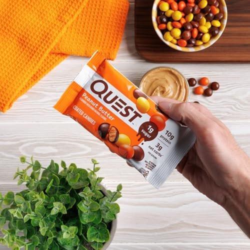 Quest Nutrition überzogene Bonbons, Erdnussbutter, 1 g Zucker, 10 g Protein, 4 g Netto-Kohlenhydrate, glutenfrei, keto-freundlich, 4er-Pack