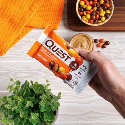 Quest Nutrition überzogene Bonbons, Erdnussbutter, 1 g Zucker, 10 g Protein, 4 g Netto-Kohlenhydrate, glutenfrei, keto-freundlich, 4er-Pack