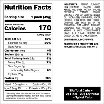 Quest Nutrition überzogene Bonbons, Erdnussbutter, 1 g Zucker, 10 g Protein, 4 g Netto-Kohlenhydrate, glutenfrei, keto-freundlich, 4er-Pack