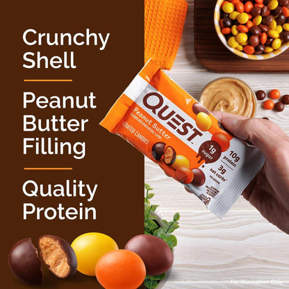 Quest Nutrition überzogene Bonbons, Erdnussbutter, 1 g Zucker, 10 g Protein, 4 g Netto-Kohlenhydrate, glutenfrei, keto-freundlich, 4er-Pack