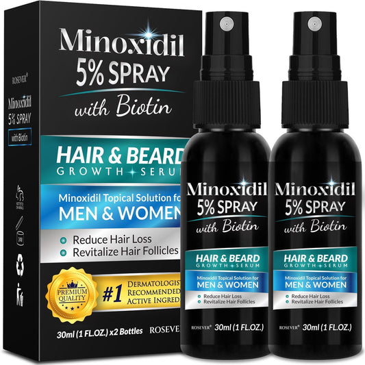 5% Minoxidil für Männer Haar, Minoxidil für Frauen Haarwachstum, Minoxidil 5 Prozent Haar-Nachwuchs für Männer, Minoxidil Spray für Haar- und Bartwachstum 2er-Pack