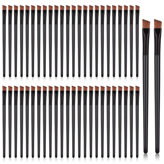 50 Stück abgewinkelte Augenbrauenbürsten, Augenbrauen-Tönungsbürste, flache, konische Augenbrauen-Concealer-Bürste, Lidschatten-Applikatorstäbchen, Einweg-Augen-Make-up-Pinsel