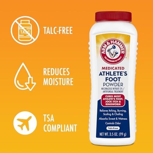 Arm & Hammer Fußpilz-Puder – Antimykotische Behandlung mit Backsoda – Lindert Juckreiz, Brennen und Geruch – Klinisch geprüfte Formel – 99 g