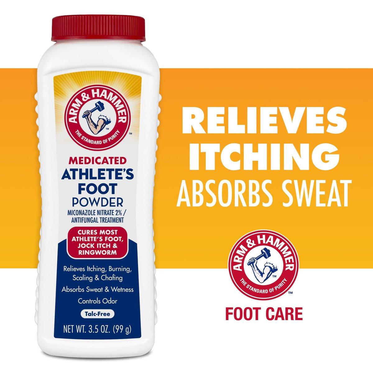 Arm & Hammer Fußpilz-Puder – Antimykotische Behandlung mit Backsoda – Lindert Juckreiz, Brennen und Geruch – Klinisch geprüfte Formel – 99 g