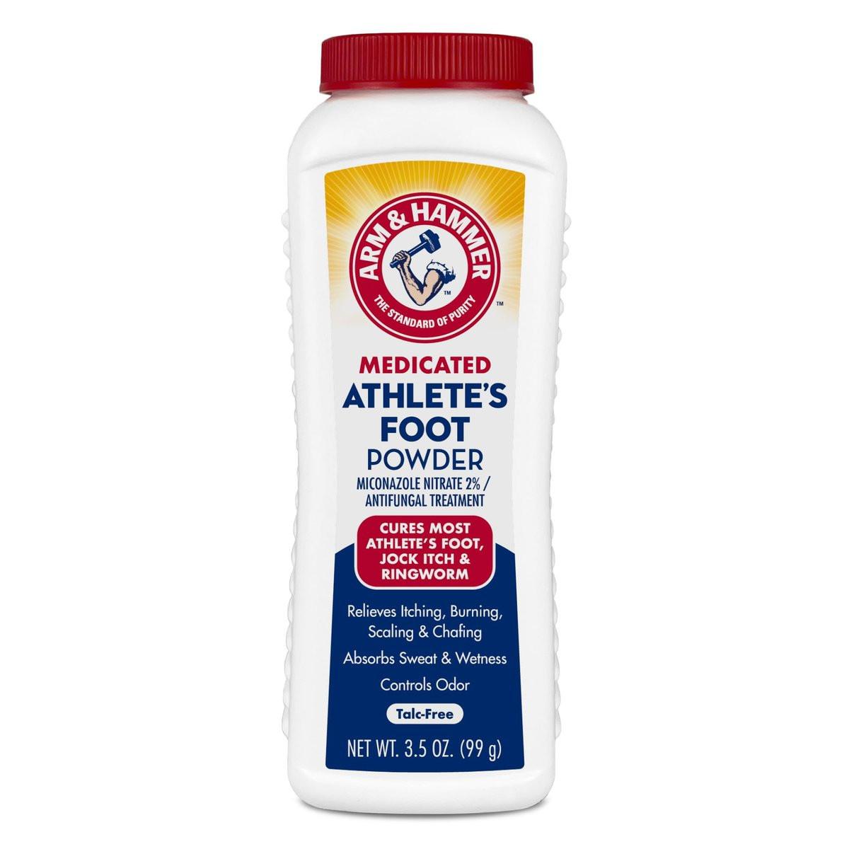 Arm & Hammer Fußpilz-Puder – Antimykotische Behandlung mit Backsoda – Lindert Juckreiz, Brennen und Geruch – Klinisch geprüfte Formel – 99 g