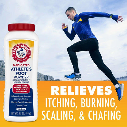 Arm & Hammer Fußpilz-Puder – Antimykotische Behandlung mit Backsoda – Lindert Juckreiz, Brennen und Geruch – Klinisch geprüfte Formel – 99 g