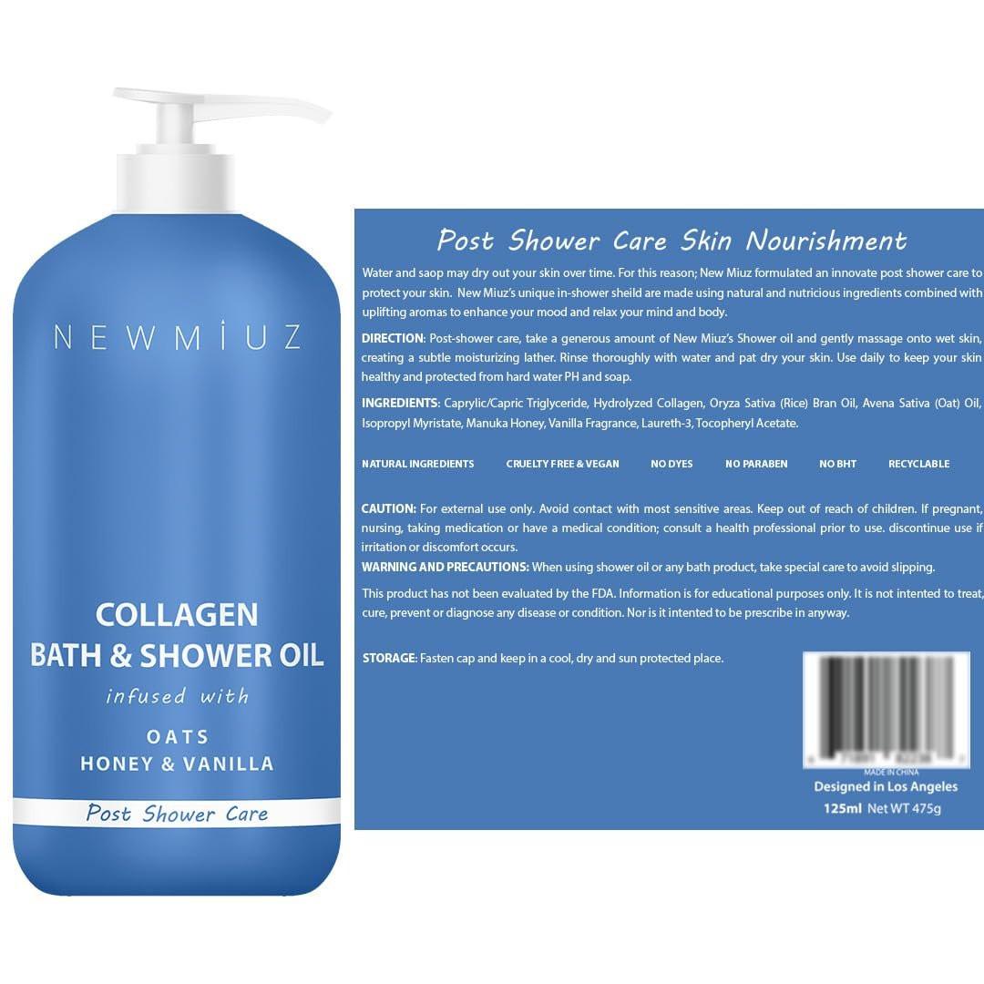 New Miuz Collagen InShower Body Conditioner – Feuchtigkeitsspendendes Pflegeöl für die Dusche mit Haferflocken, Honig & Vanille (10,14 fl oz)