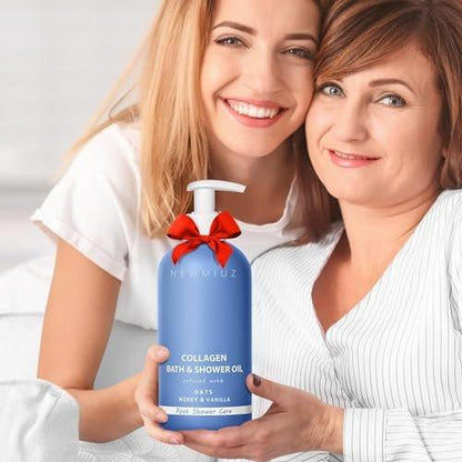 New Miuz Collagen InShower Body Conditioner – Feuchtigkeitsspendendes Pflegeöl für die Dusche mit Haferflocken, Honig & Vanille (10,14 fl oz)