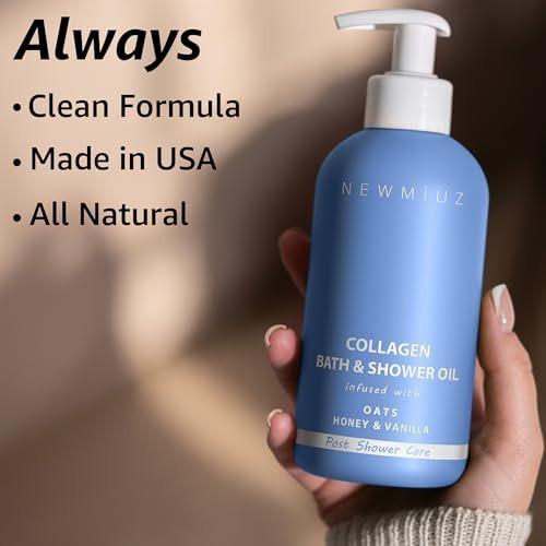 New Miuz Collagen InShower Body Conditioner – Feuchtigkeitsspendendes Pflegeöl für die Dusche mit Haferflocken, Honig & Vanille (10,14 fl oz)