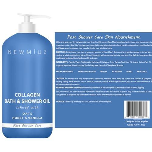 New Miuz Collagen InShower Body Conditioner – Feuchtigkeitsspendendes Pflegeöl für die Dusche mit Haferflocken, Honig & Vanille (10,14 fl oz)