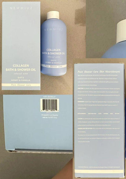 New Miuz Collagen InShower Body Conditioner – Feuchtigkeitsspendendes Pflegeöl für die Dusche mit Haferflocken, Honig & Vanille (10,14 fl oz)