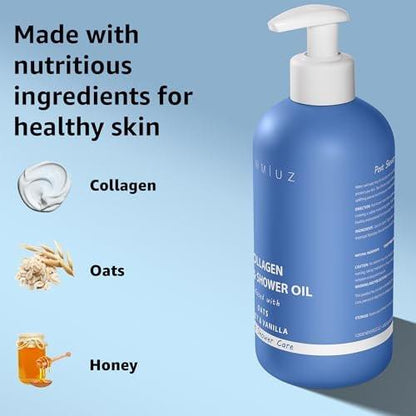 New Miuz Collagen InShower Body Conditioner – Feuchtigkeitsspendendes Pflegeöl für die Dusche mit Haferflocken, Honig & Vanille (10,14 fl oz)
