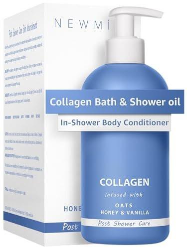 New Miuz Collagen InShower Body Conditioner – Feuchtigkeitsspendendes Pflegeöl für die Dusche mit Haferflocken, Honig & Vanille (10,14 fl oz)