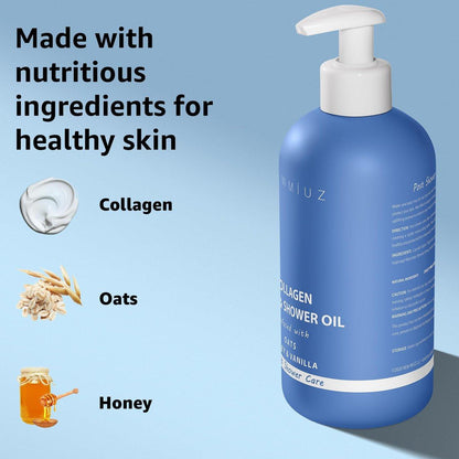 New Miuz Collagen InShower Body Conditioner – Feuchtigkeitsspendendes Pflegeöl für die Dusche mit Haferflocken, Honig & Vanille (10,14 fl oz)