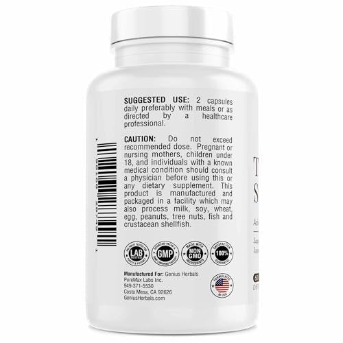 GENIUS HERBALS Schilddrüsenunterstützung – Fortschrittliche Formel mit Jod, unterstützt Stoffwechsel & Energie, fördert eine gesunde Schilddrüse. Nicht-GMO Schilddrüsenpräparat – 60 Kapseln