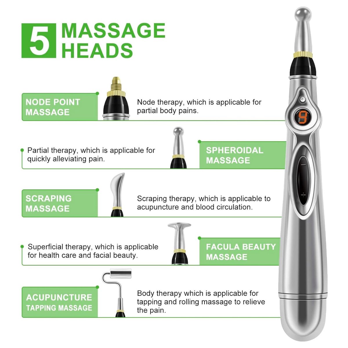Akupunkturstift Elektronisch, 5-in-1 Energie-Massagegerät für Frauen und Männer