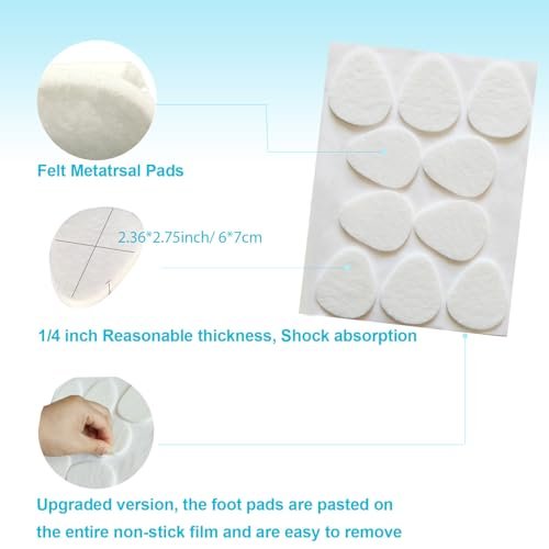 Misorita Metatarsal Pads für Damen und Herren, 40 Stück, Filz-Ballenpolster, selbstklebende Fußballenauflagen, Fußpolster für Vorfuß- und Sohlenunterstützung, Metatarsalgie Morton Neurom