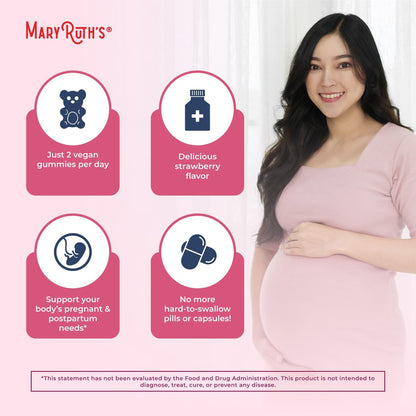 MARYRUTH'S Organics Prä natale Vitamine für Frauen | USDA Bio Prä natale Gummis | Postnatale Vitamine für Frauen Stillzeit | Methylfolat 800 µg DFE | Jod | Vegan | Non GMO | 30 Portionen