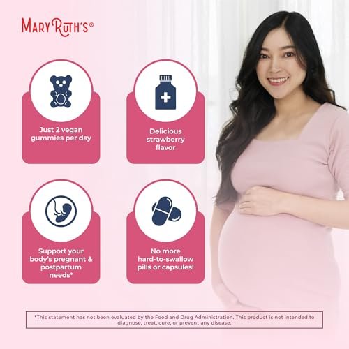 MARYRUTH'S Organics Prä natale Vitamine für Frauen | USDA Bio Prä natale Gummis | Postnatale Vitamine für Frauen Stillzeit | Methylfolat 800 µg DFE | Jod | Vegan | Non GMO | 30 Portionen