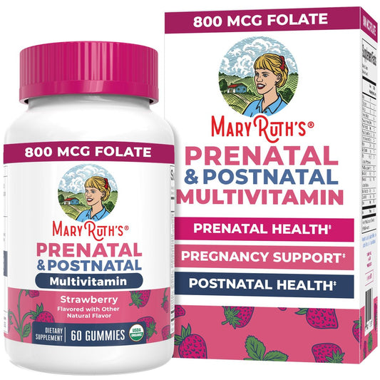 MARYRUTH'S Organics Prä natale Vitamine für Frauen | USDA Bio Prä natale Gummis | Postnatale Vitamine für Frauen Stillzeit | Methylfolat 800 µg DFE | Jod | Vegan | Non GMO | 30 Portionen