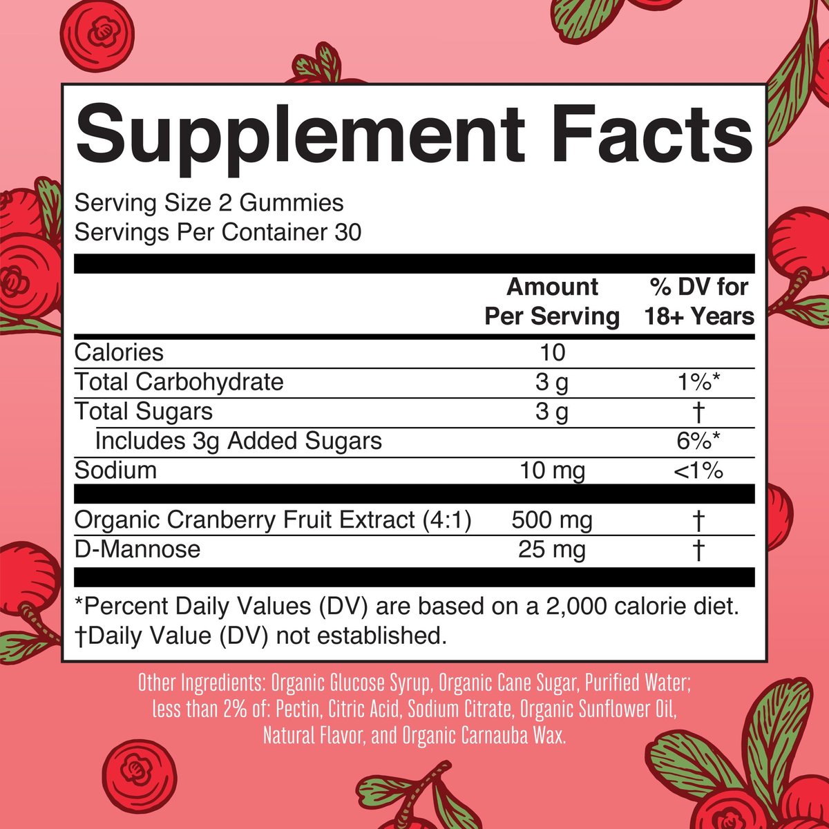 MaryRuth Organics Bio-Cranberry-Gummis mit D-Mannose – 500 mg pro Portion | Unterstützt die Harnwegsgesundheit | USDA Bio | Vegan | 60 Gummis