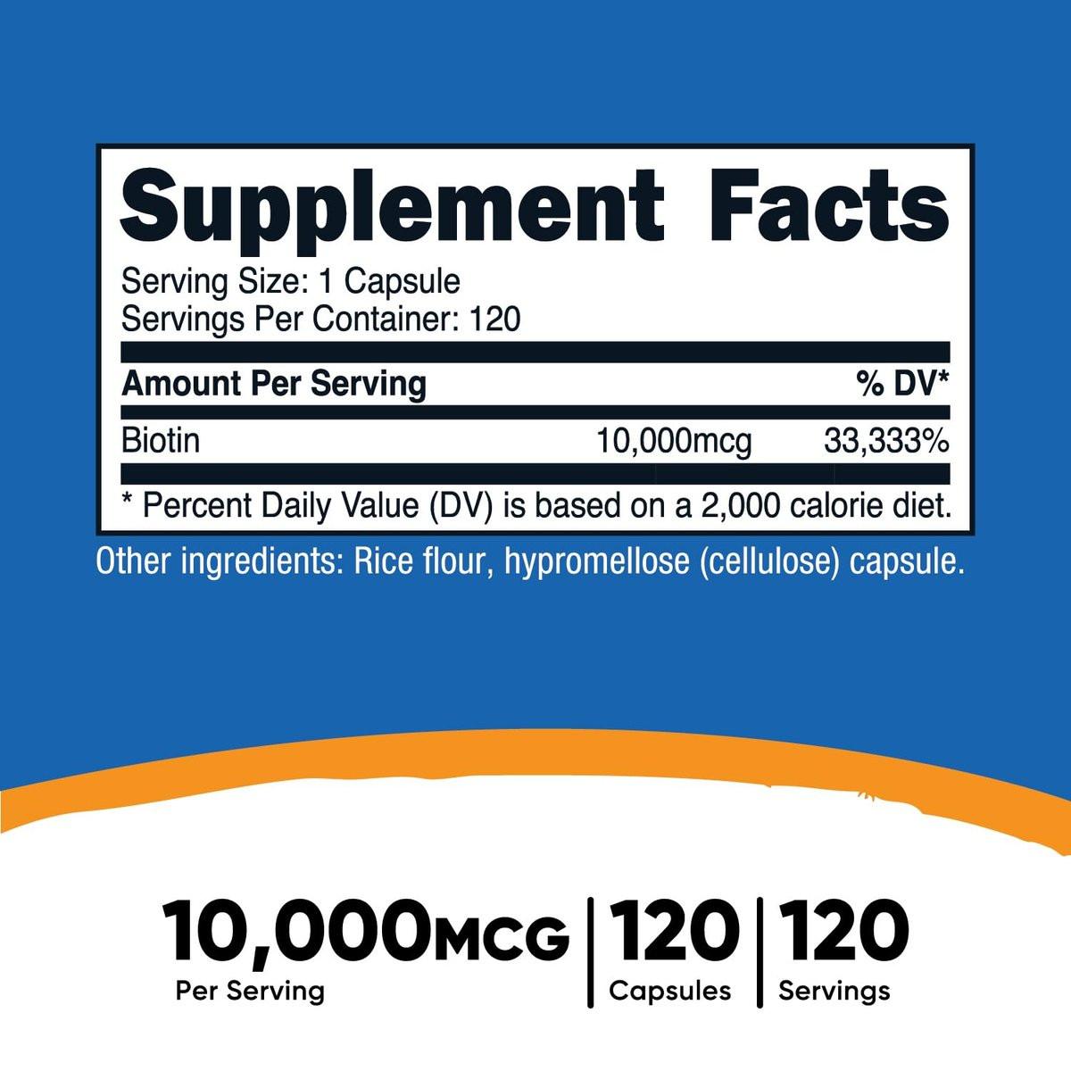 Nutricost Biotin (Vitamin B7) 10.000 mcg (10 mg), 120 Kapseln – Vegan, Glutenfrei, Non-GMO