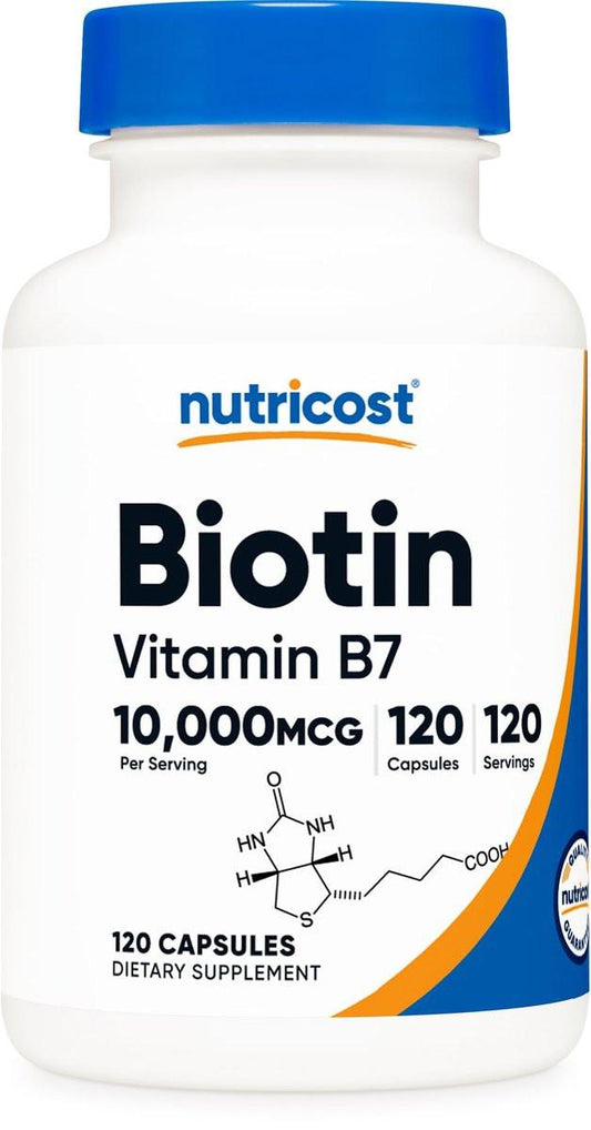 Nutricost Biotin (Vitamin B7) 10.000 mcg (10 mg), 120 Kapseln – Vegan, Glutenfrei, Non-GMO