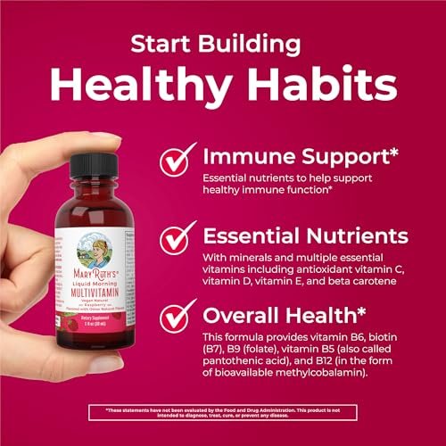 MaryRuth's Flüssiges Morgen-Multivitamin Reisegröße | Multivitamin für Männer & Frauen | Vitamin A, C, D, E, B6, B12, Biotin, Zink | Schönheit | Immunität | Vegan | Ohne Gentechnik | Glutenfrei | 30 ml | 8 Portionen