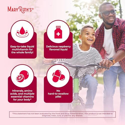 MaryRuth's Flüssiges Morgen-Multivitamin Reisegröße | Multivitamin für Männer & Frauen | Vitamin A, C, D, E, B6, B12, Biotin, Zink | Schönheit | Immunität | Vegan | Ohne Gentechnik | Glutenfrei | 30 ml | 8 Portionen