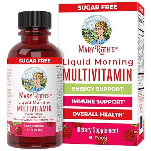 MaryRuth's Flüssiges Morgen-Multivitamin Reisegröße | Multivitamin für Männer & Frauen | Vitamin A, C, D, E, B6, B12, Biotin, Zink | Schönheit | Immunität | Vegan | Ohne Gentechnik | Glutenfrei | 30 ml | 8 Portionen