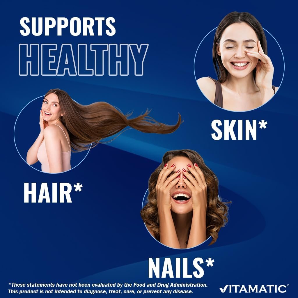 Vitamatic Hydrolysiertes Keratin 500 mg pro Portion – 120 vegane Kapseln – Keratin-Ergänzung für gesundes Haar, Haut und Nägel für Erwachsene